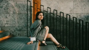 Urban Elegance on the Marble Stairs